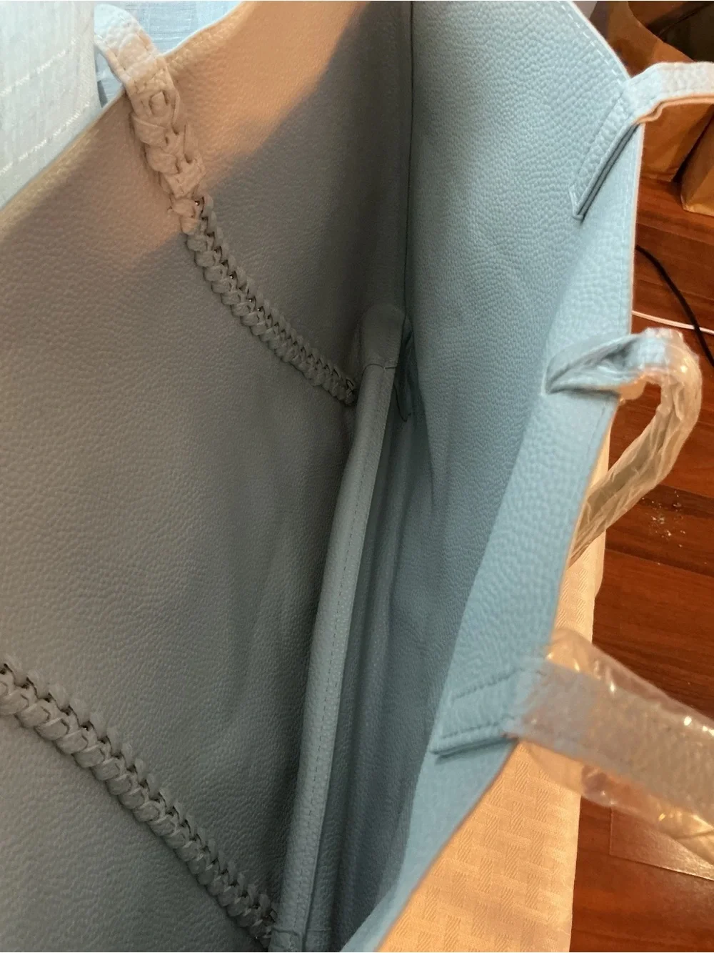 Badgley Mischka Light Gray Vegan Leather Tote Bag